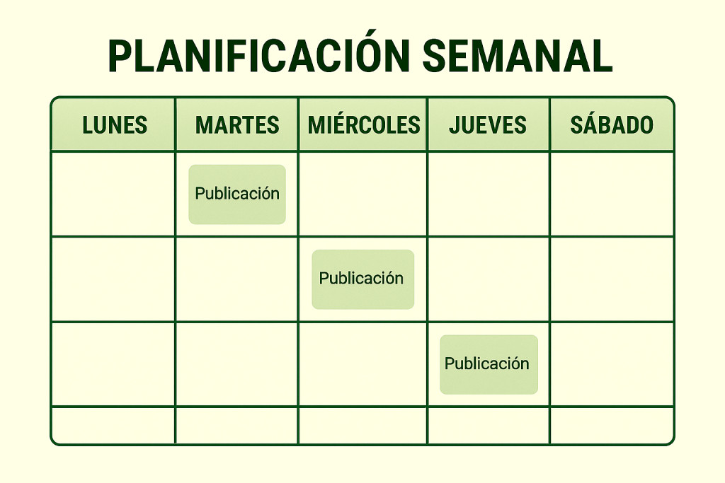 Tabla de planificación semanal con ideas de publicaciones para herbolario