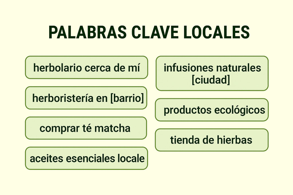 Palabras clave locales: herbolario cerca de mí, infusiones naturales ciudad, herboristería en barrio, productos ecológicos, comprar té matcha, aceites esenciales locales, tienda de hierbas, suplementos naturales