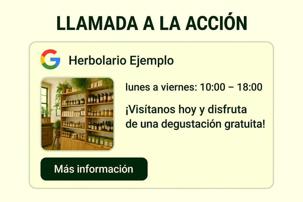 Publicación con botón de llamada a la acción en GMB