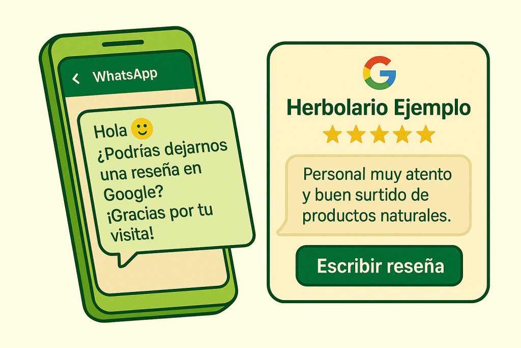 Enlace de reseña enviado por WhatsApp